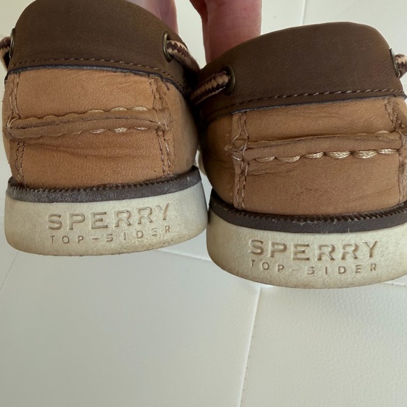 Boys Kids Sperry Topsider 1 Brown Leather Leeward Loafer Boat Shoe EUC - Picture 4 of 6